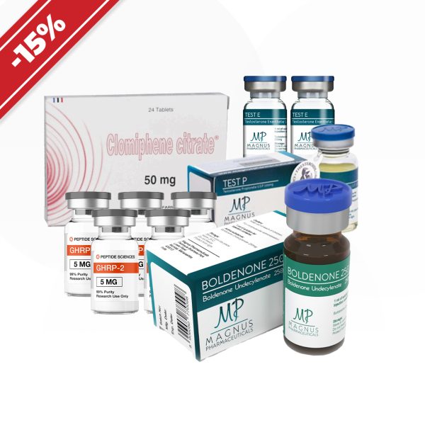 Massekurs: Erfahrene [II]. GHRP-2 oder GHRP-6 + Testosteron-Enanthat + Boldenon + Testosteron-Propionat